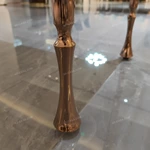 Rose Gold Console Table with Jeweled Botanical Panels and Sculptural Cabriole Legs